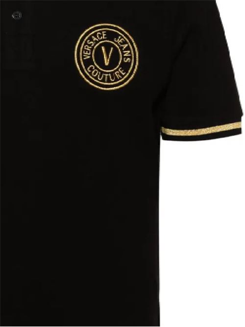 Polo nera con dettaglio Versace Jeans | 76GAGT02CJ01TG89